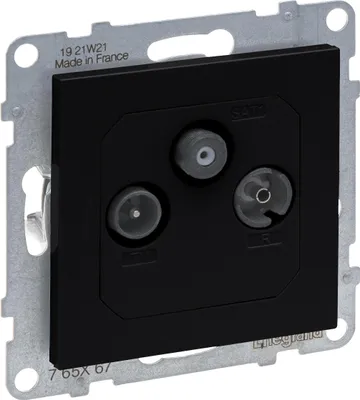 Image de Legrand SEANO, prise simple, TV-R-SAT, HD-TV, laquée noir, 1 pièce.