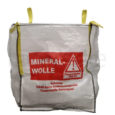 Produktbild von Lacers Big Bags 5 Stück mit 4 Schlaufen - Traglast 150 Kilogramm | Mineralwolle, MIWO -Schüttgutbehälter, Transportsack, Entsorgungssack | 90x90x110cm