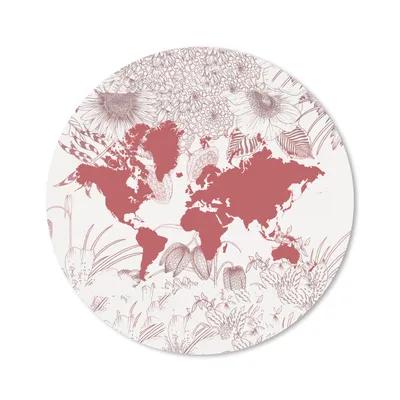 Produktbild von MuchoWow® Mauspad Mousepad Weltkarte - Blume - Rosa 40x40 cm - Mousepads - Maus Mat - Pad - Mausunterlage - Schreibtisch Accessoires