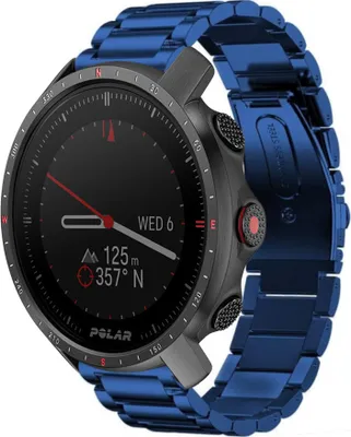 Produktbild von Strap-it Stahlarmband - Kompatibel mit Polar Grit X ProArmband Ersatzarmband Edelstahl Armband mit faltschließe Sportuhr zubehör für smartwatch 22mm Armband Blau