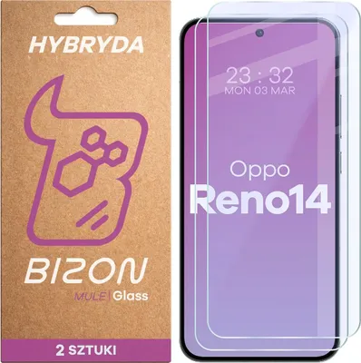 Produktbild von 2x Flexibles Hybridglas für Oppo Reno 14, Bizon Glass Mule Duo