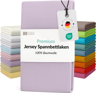 Produktbild von Mako Jersey Spannbettlaken 90x200 - 100x200 aus 100% Baumwolle Bettlaken Flieder
