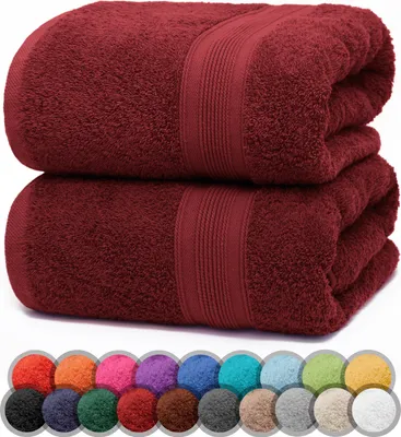 Produktbild von Frottier Duschtücher 2er Pack 70x140cm, 100% Baumwolle, Bordeaux rot