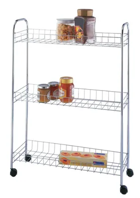 Produktbild von WENKO Roll Regal SLIM Wagen Rollen Ablagen 3 Körbe Bad Küchen Raum Aufbewahrung