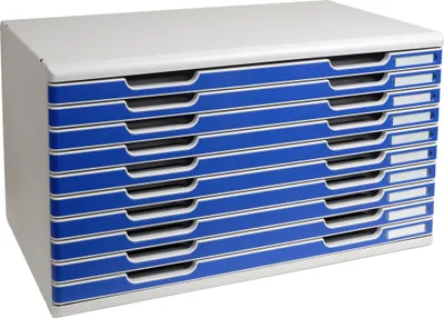 Produktbild von Exacompta Schubladenbox MODULO A3, 10 geschlossene Laden - Blau - 324003D