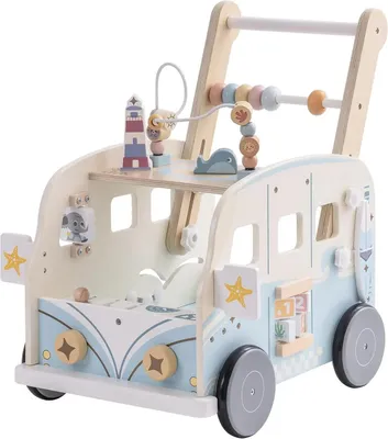 Productafbeelding van Loopstoel - Loopstoeltje - Loopwagen - Multifunctionele - Houten Wandelaar in Busstijl - voor 1-6 jaar oud
