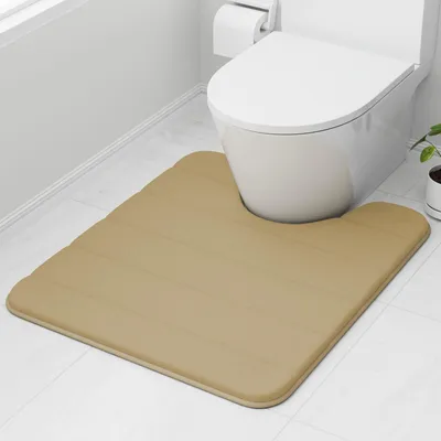 Image de Tapis de salle de bain en mousse à mémoire de forme, 50 x 60 cm, beige – Tapis de bain ultra-doux, antidérapant et ultra-absorbant