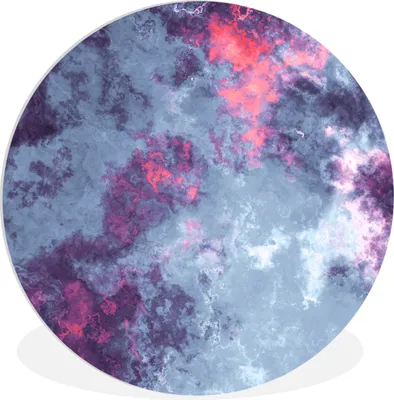 Produktbild von MuchoWow® Rundes Wandbild - Runde Bilder Graue und violette Geometrie Ø 30 cm Kreis Wanddekoration Kunststoff - Wandkreis - Wandschmuck - Schlafzimmer - Bilder - Der Kreis - Kunst für die Wohnung - Plastik - Kunstdruck - Wandbild