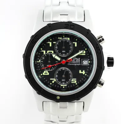 Produktbild von MPM-Quality Herrenuhr Legierung Silber Zifferblatt Schwarz Ø 40 mm