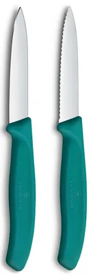 Zdjęcie produktu dla Swiss Classic, zestaw noży do obierania, 2 szt., 8 cm, prosty/falisty, zielony