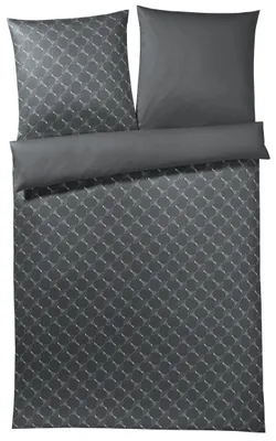 Satijnen beddengoed omkeerbaar 155x220 cm grau mit Reißverschluss