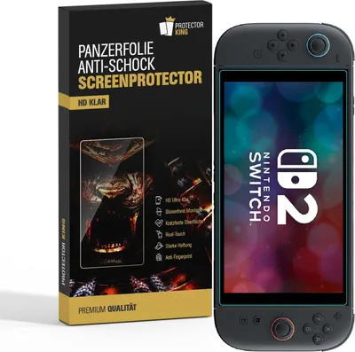 Produktbild von 3x Panzerfolie für Nintendo-Switch 2 HD klar Anti-Shock Splitterschutz Displayschutz Schutzfolie Screen-Protector