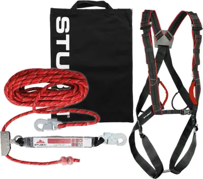 Produktbild von STUBAI Dachdecker-Set PSA Basic | Komplettgurt, Mitlaufendem Auffanggerät 15m Seil und Tragetasche für hohe Sicherheit und Komfort für Profikletterer | Klettersicherheitsausrüstung