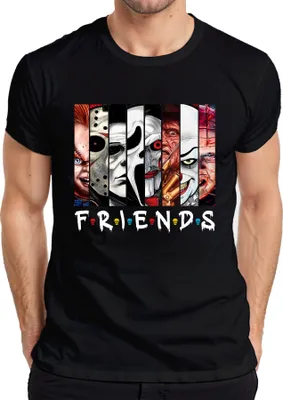 Obrázok produktu pre FRIENDS Ikony hororu Jason Michael Pennywise Freddy Chucky Cult Pánske tričko, čierne, L