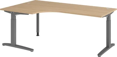 Produktbild von bümö Schreibtisch Serie-XB - Gestell: Graphit, Größe: Eckschreibtisch 200 x 120 cm, Nachbildung: Eiche