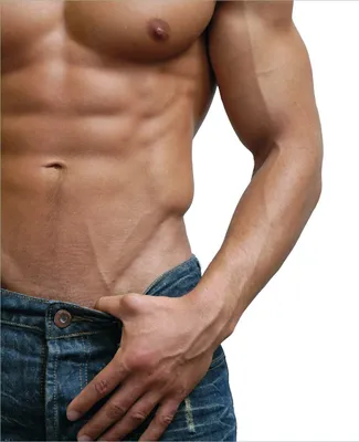 Produktbild von Wallario Magnet für Kühlschrank / Geschirrspüler, magnetisch haftende Folie - 60 x 80 cm, Motiv: Halbnackter Mann mit Jeans