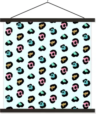 Produktbild von MuchoWow® Textilposter Pantherdruck - Farben - Muster 90x90 cm mit schwarzem Rahmen - Magnetisches