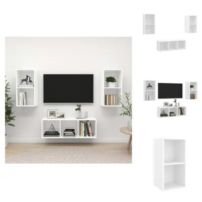 Produktbild von vidaXL 3-tlg. TV-Schrank-Set Weiß Holzwerkstoff - TV-Möbel