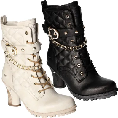 Produktbild von Mustang Damen Stiefelette Warmfutter Schnalle Kette tolle Steppung aufwendig 1141-616, Größe:40 EU, Farbe:Weiß