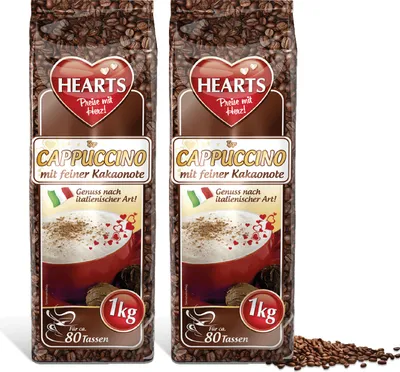 Produktbild von HEARTS Cappuccino mit feiner Kakaonote 2 x 1kg Kaffeespezialität