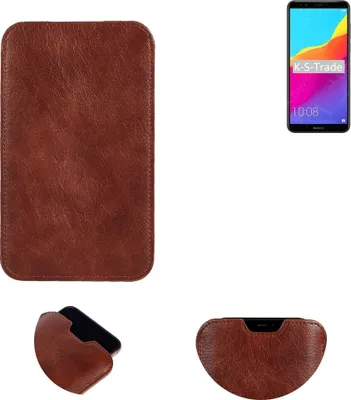 Produktbild von K-S-Trade Schutzhülle Handyhülle kompatibel mit Huawei Y7 Pro 2018 Handytasche Kunstleder Sleeve in braun