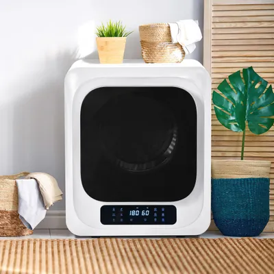Image de Sèche-linge Fortuna Lai, sèche-linge en acier inoxydable, 3 kg, capacité réelle jusqu'à 4 kg, 850 W, filtration multiple, 6 programmes, 6 fonctions. Protection contre la surchauffe, montage mural [classe énergétique G]