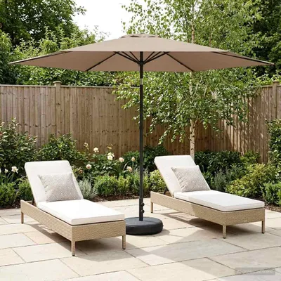 Productafbeelding van Maison Exclusive - Tuinparasol met voet, 300 x 300 cm, polyester, rechthoekig, taupe