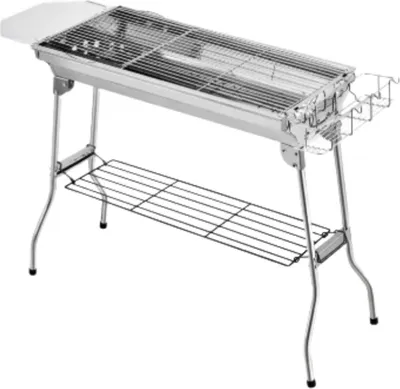 Produktbild von Femor Holzkohle-Grill BBQ Set – Tragbarer Edelstahl-Grill für Garten & Camping – Inkl. Grillzubehör