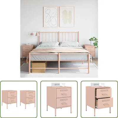 Produktbild von The Living Store Nachttische 2 Stk. Rosa 36x39x50,5 cm Stahl