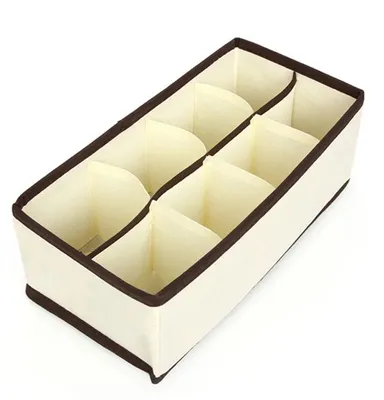 Produktbild von Unterwäsche-Organizer - Aufbewahrungsbox - 8 Fächer - 28 x 14 x 10 cm - Vliesstoff - Beige