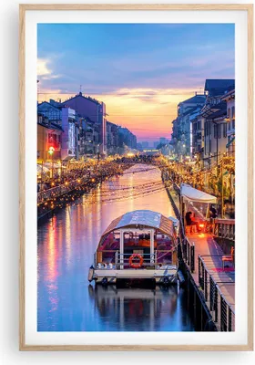 Produktbild von Gerahmtes Poster - Rahmen in heller Eiche - Kanal Grande Abend - 61x91,5 cm - Wand Bild - Wanddeko - Wandbilder - Wandposter - Bilderrahmen - Bilder - Kunstdruck - Wandbild - P2NPA61x91-4331