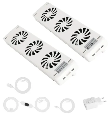 Image de Ventilateur de radiateur Vigevee, modèle à 3 ventilateurs, lot de 2, avec aimant, débit d'air de 60 CFM, thermostat intégré