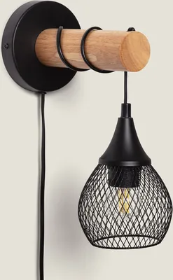 Produktbild von Wandleuchte aus Holz und Metall Monah Schwarz