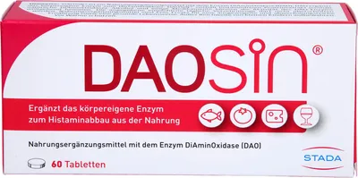 Produktbild von DAOSiN Tabletten zur Ergänzung des körpereigenen DAO-Enzyms zum Histaminabbau aus der Nahrung, 60 St. Tabletten