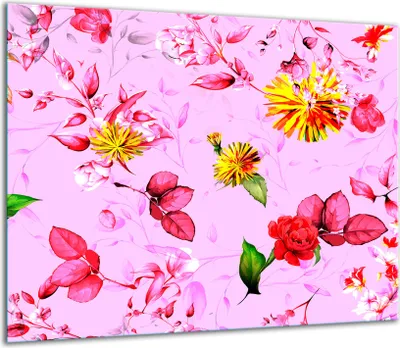 Produktbild von Herdabdeckplatten Glaskeramikkochfeld-Abdeckung Spritzschutz Glas 60x52cm Blumen