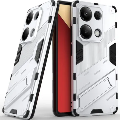 Produktbild von Armor Hülle für Xiaomi Redmi Note 13 Pro 4G, Hybrid PC TPU Bumper Stoßfestes Schutzhülle mit Standfunktion Orange