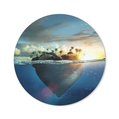 Produktbild von MuchoWow® Mauspad Mousepad Meer - Insel - Herz 20x20 cm - Mousepads - Maus Mat - Pad - Mausunterlage - Schreibtischmatte