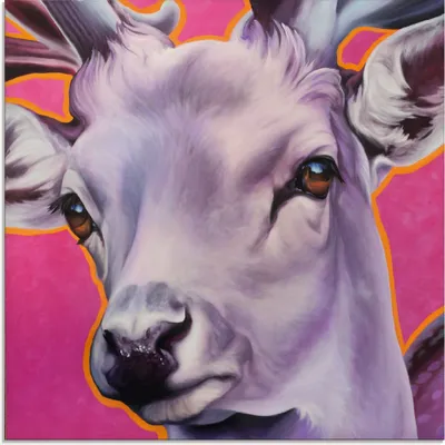 Produktbild von ARTland Glasbild Hirsch pink Größe: 30x30 cm
