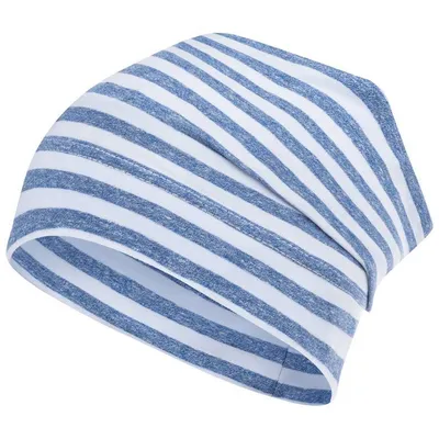 Produktbild von Mütze gestreift Übergangsmütze Beanie Junge Mädchen Stoffmütze, Gr. 54-56, Blau-Weiß