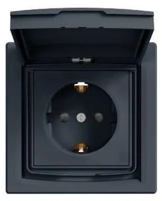 Image de Prise SCHUKO IP44 simple avec cadre, anthracite Schneider Asfora EPH3100371