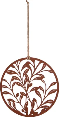 Produktbild von UNUS Deko Olivenblätterornament aus Metall Rost zum Aufhängen Wanddeko