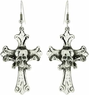 Produktbild von Ohrringe Totenkopf Kreuz Ohrhänger Kreuz Totenköpfe Ohranhänger skulls cross