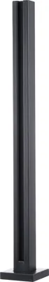 A black metal railing post with a base, isolated on a white background.
