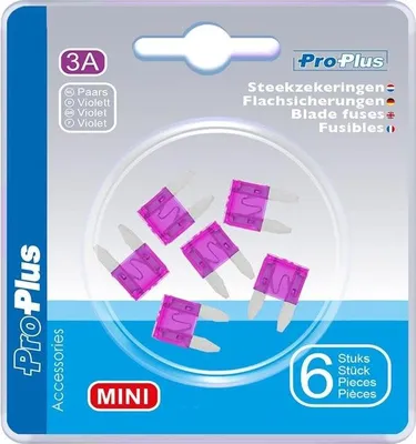 Produktbild von Flachsicherungen Mini 3A violett 6 Stück im Blister