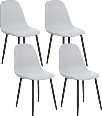 Produktbild von BELIANI Esszimmerstühle 4er Set Hellgrau Stoff Gepolstert mit Schwarzen Beinen Ohne Armlehnen Modern Polsterstühle Küchenstühle Esszimmer Küche