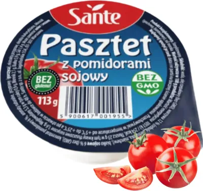 Zdjęcie produktu dla Sante Pasztet Sojowy z Pomidorami Bez Glutenu 113g Kanapkowy Wyrazisty Smak