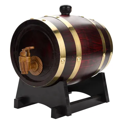Image de Tonneau à vin vintage en bois de chêne pour bière, whisky, rhum, porto, 1.5 l