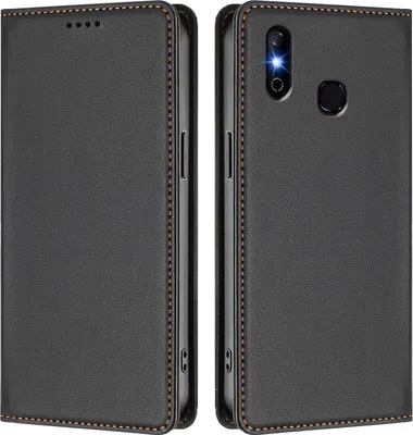 Image de Étui en cuir pour Infinix Smart 4, étui à rabat magnétique en cuirPolyuréthaneavec support, noir