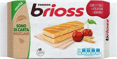 Produktbild von 6x Ferrero Brioss Ciliegia Cherry Kirsche, Kuchen mit 10 Snacks 280g + Italian Gourmet Polpa 400g gratis