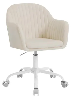 Obrázek produktu pro Kancelářská židle z mikrovlákna – ergonomická otočná židle – s nastavitelnou výškou – s područkami – s kolečky – béžová